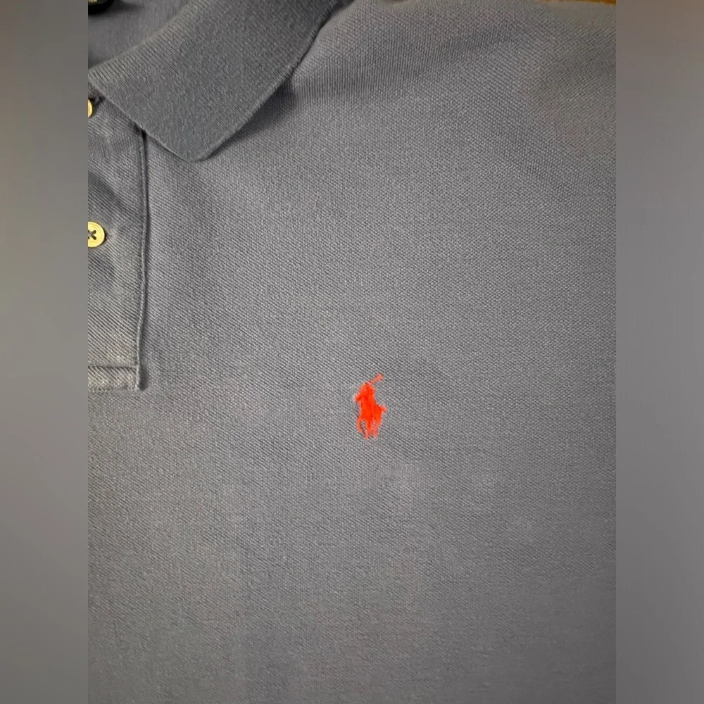 VINTAGE Polo Ralph Lauren Men Polo Shirt‎ XL Blue Rugby Logo Embroidery E19